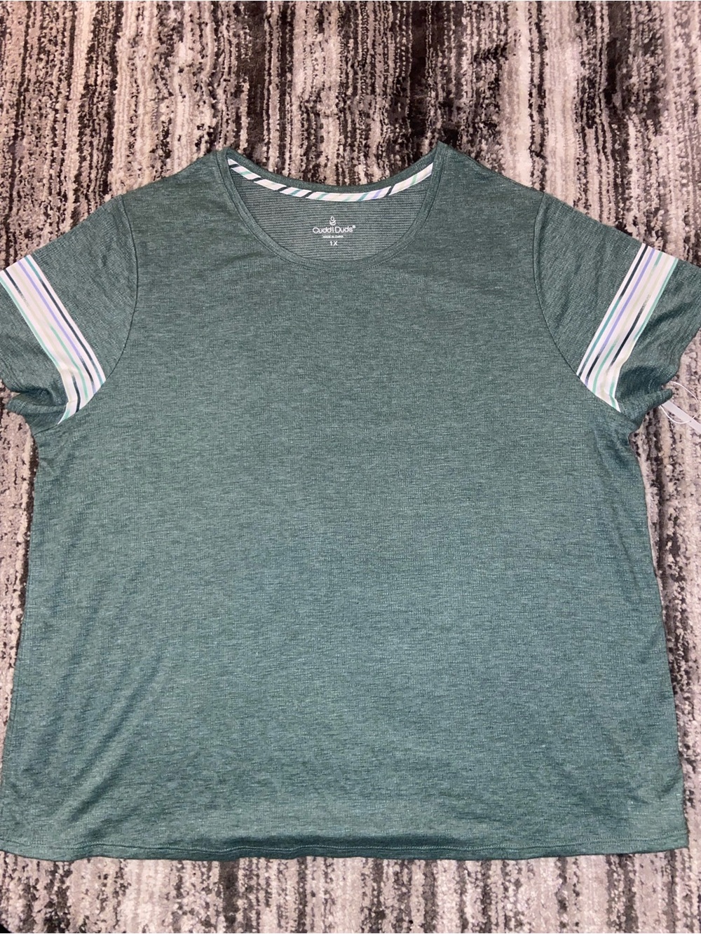 Cuddl Duds 1X Green Short Sleeve Top